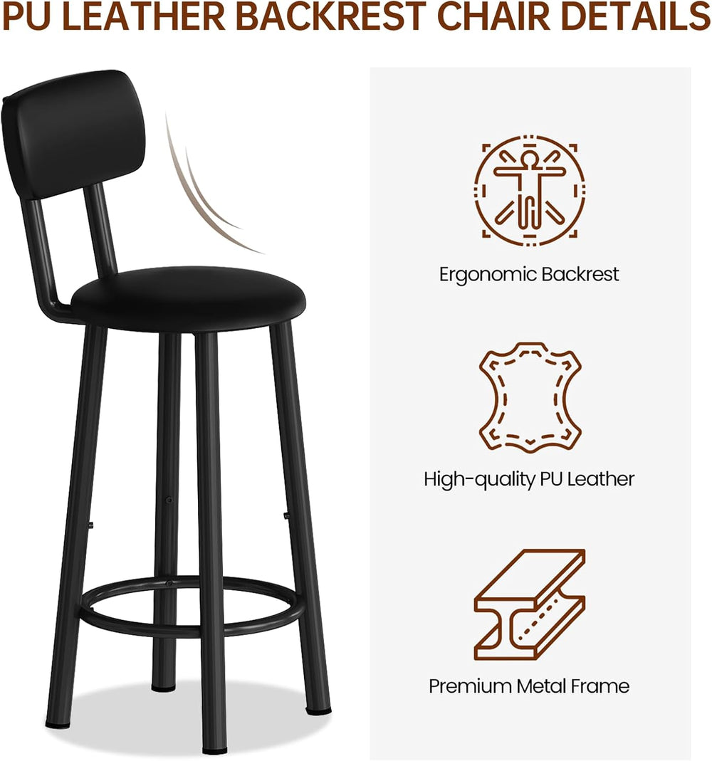 Recaceik Pub Dining Table Set for 2, Table and Bar Stools with 3 Storage Shel...