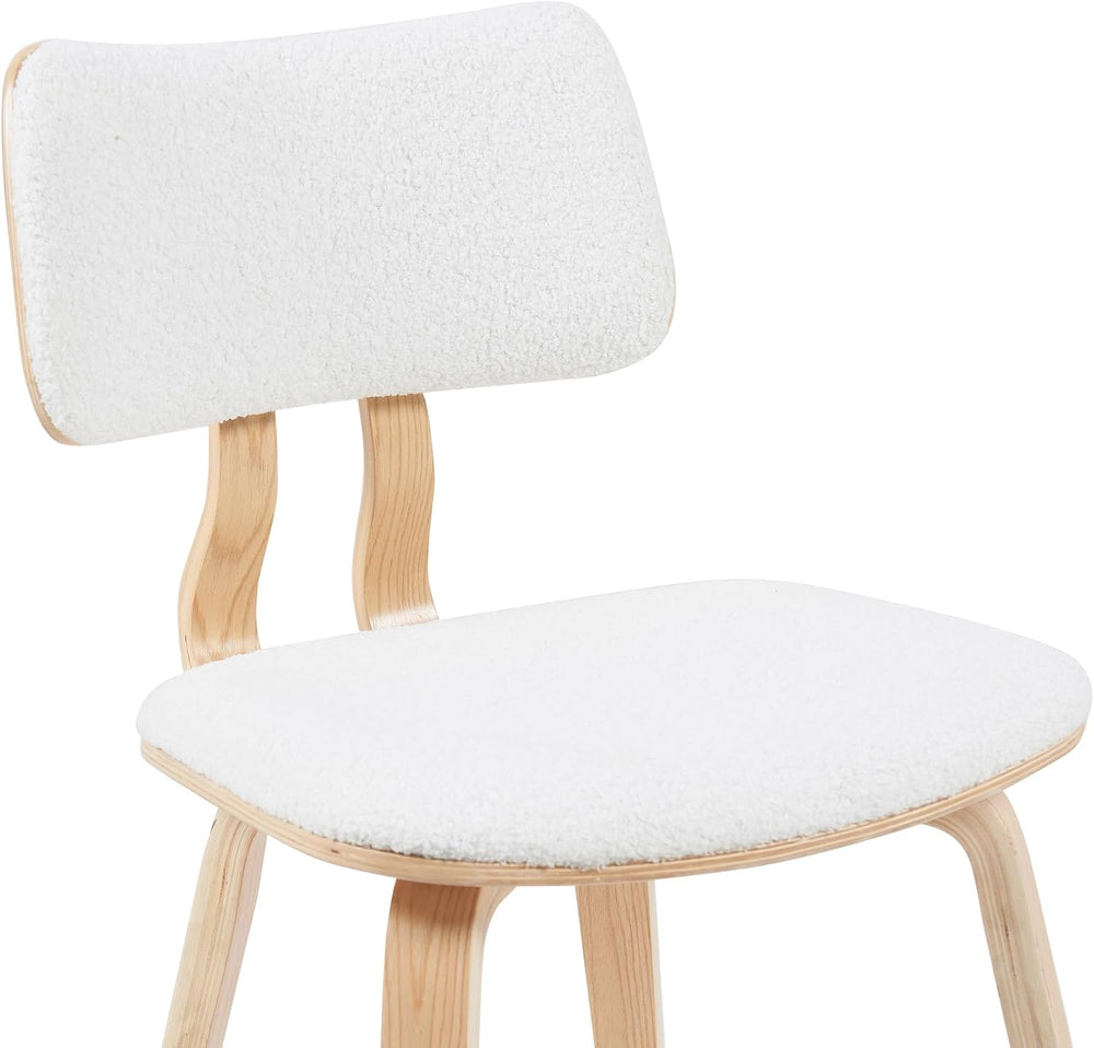 Armen Living Jaguar Mid-Century Upholstered Dining Chair in White Boucle and ...