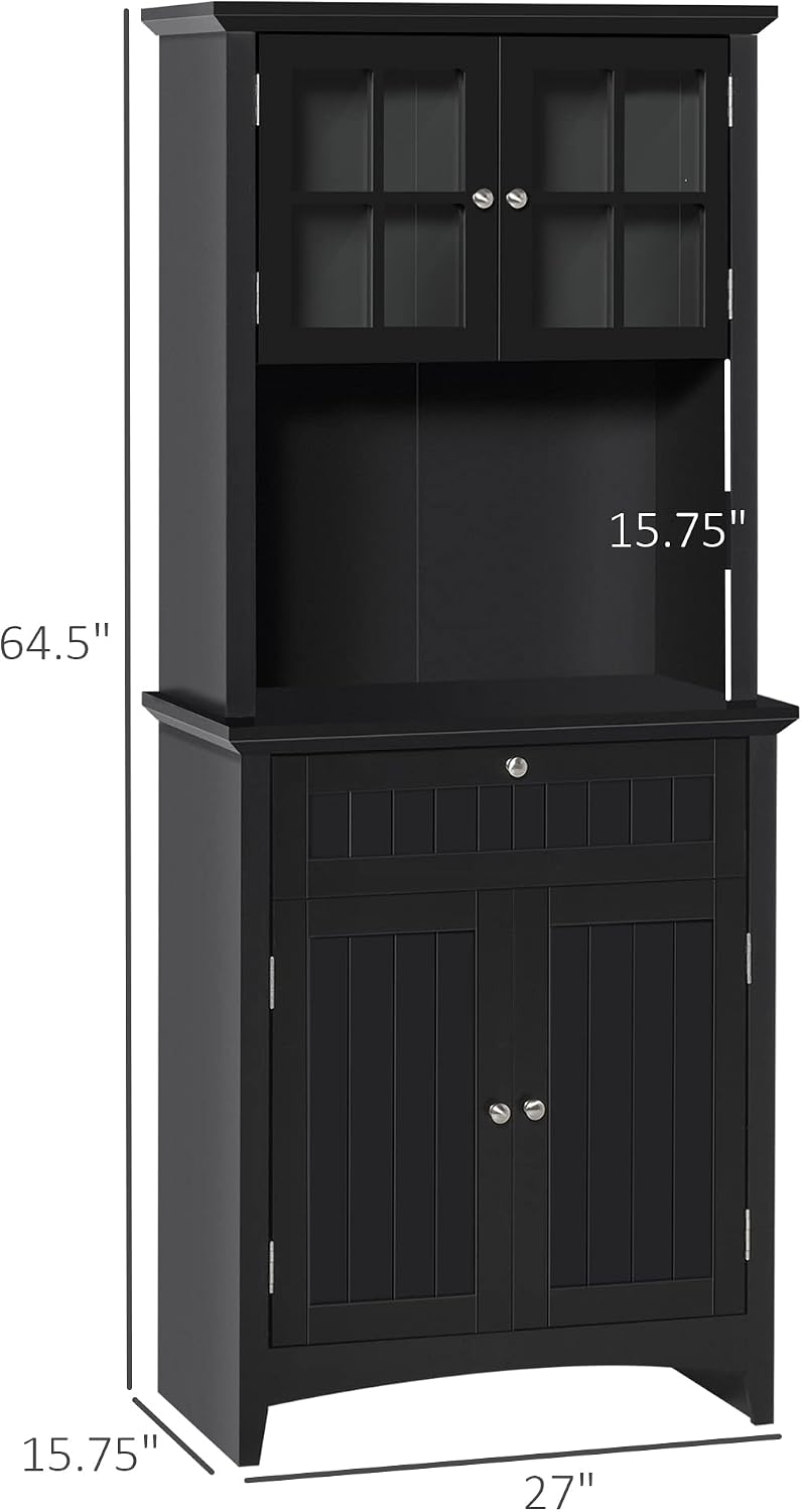 64.5" Kitchen Pantry Cabinet with Hutch,Buffet Sideboard for Coffee Make...