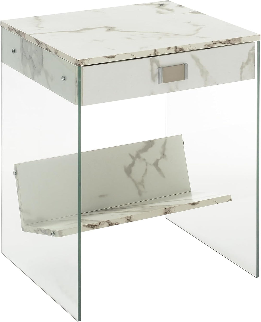 Convenience Concepts SoHo 1 Drawer Glass End Table 18" - 2 Tier Modern, ...