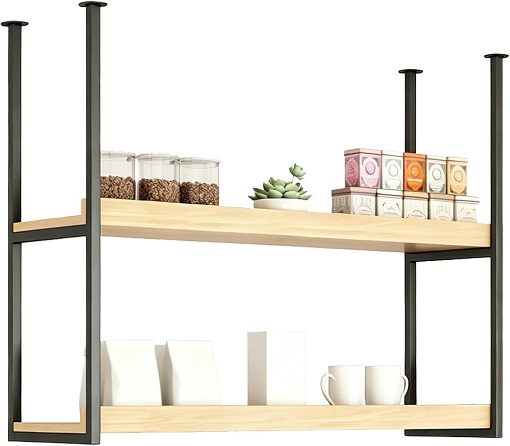 Wine Rack Ceiling Mounted Bottle Shelf Goblet Storage, Solid Wood Wine Storag...
