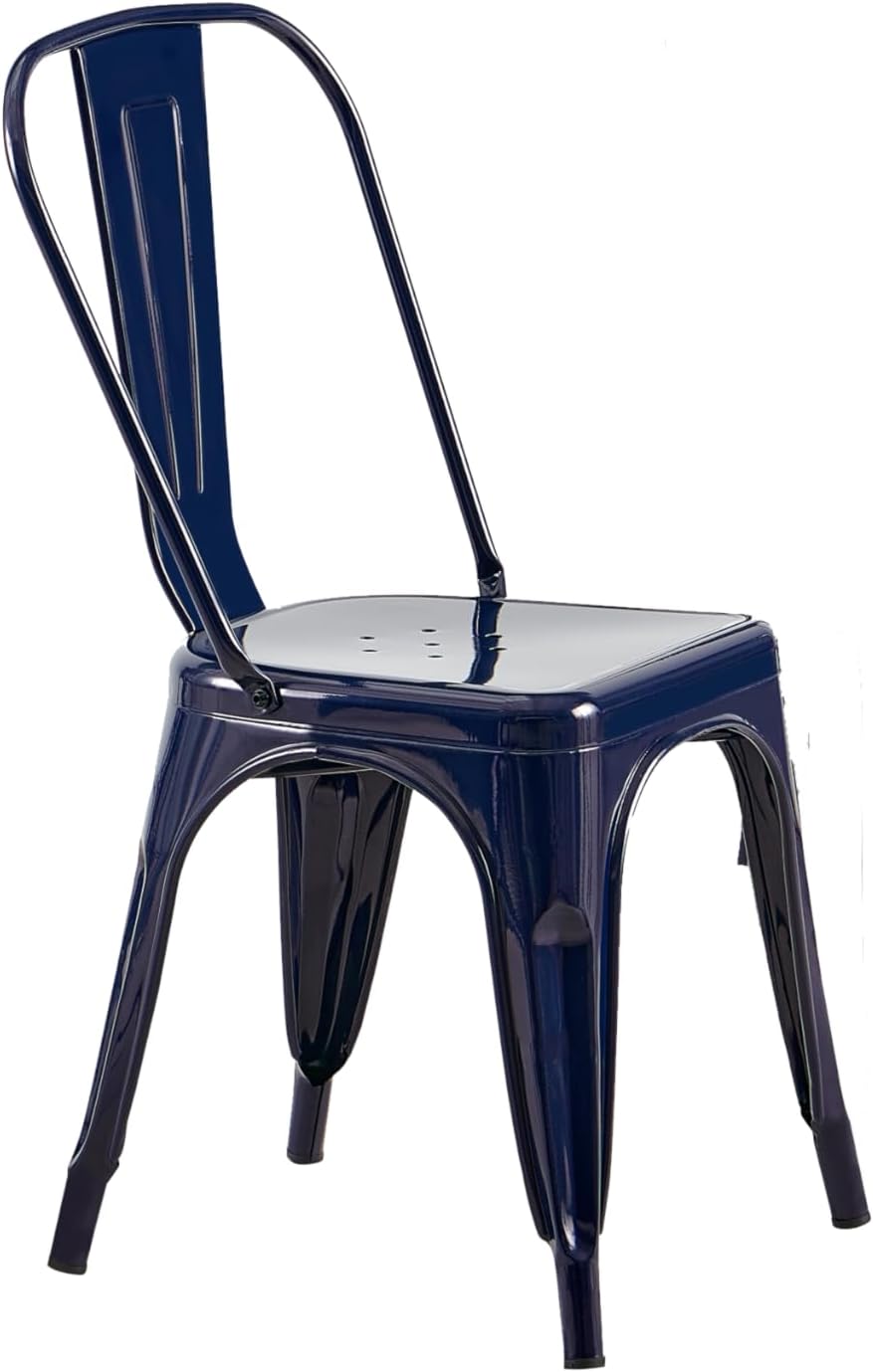 AC Pacific 18 Inch Seat Height Industrial Metal Dining Chairs, Stackable Kitc...