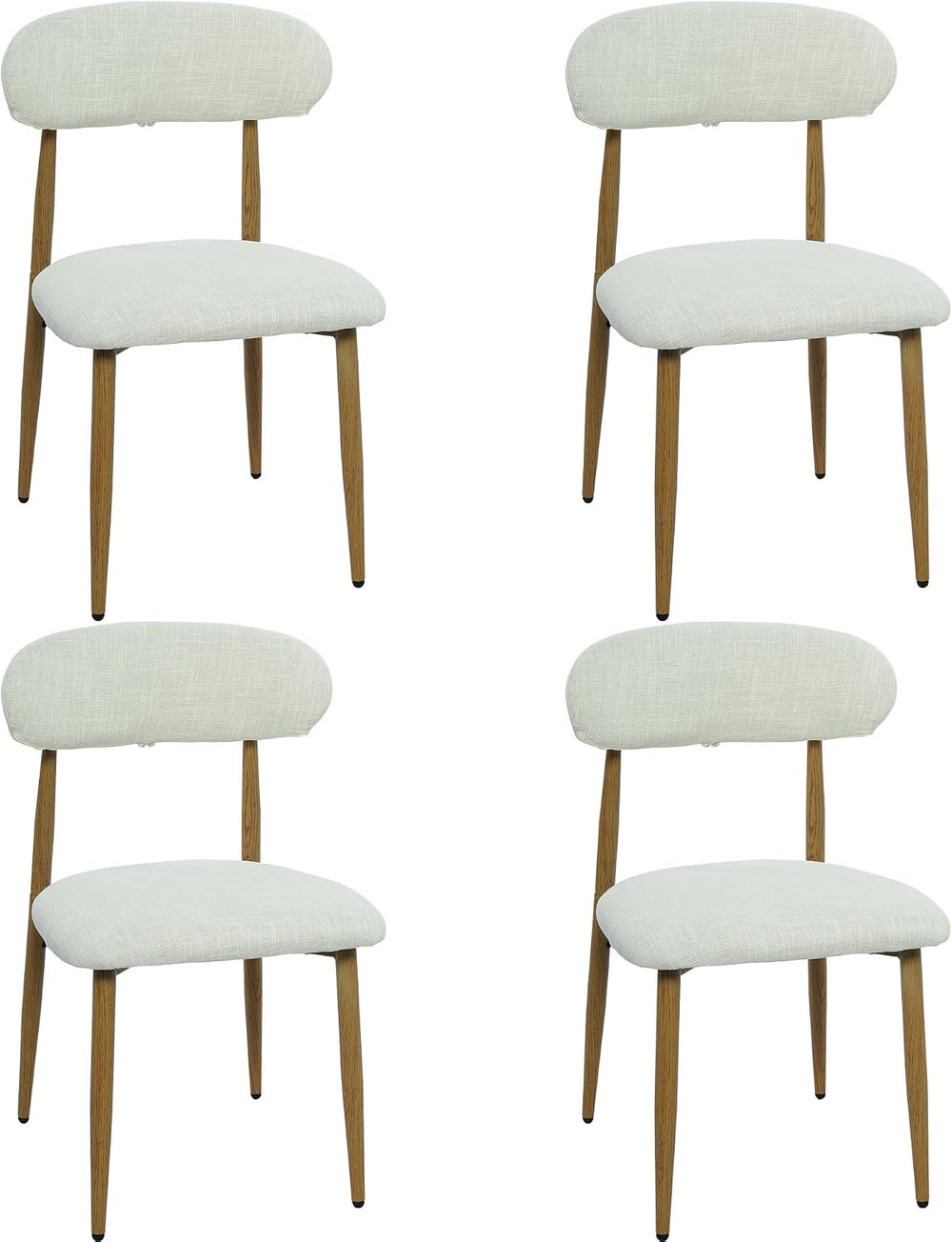 FREKEN Modern Upholstered Dining Chairs Set of 4, Mid-Century Metal Frame wit...