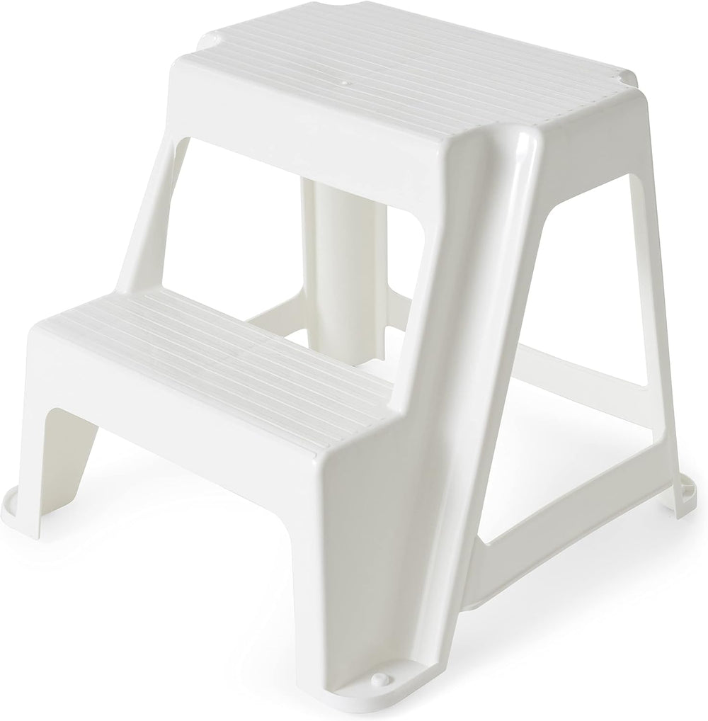 Gracious Living 2-Step Plastic Stool, 300 Lb Capacity, White | Portable Step ...