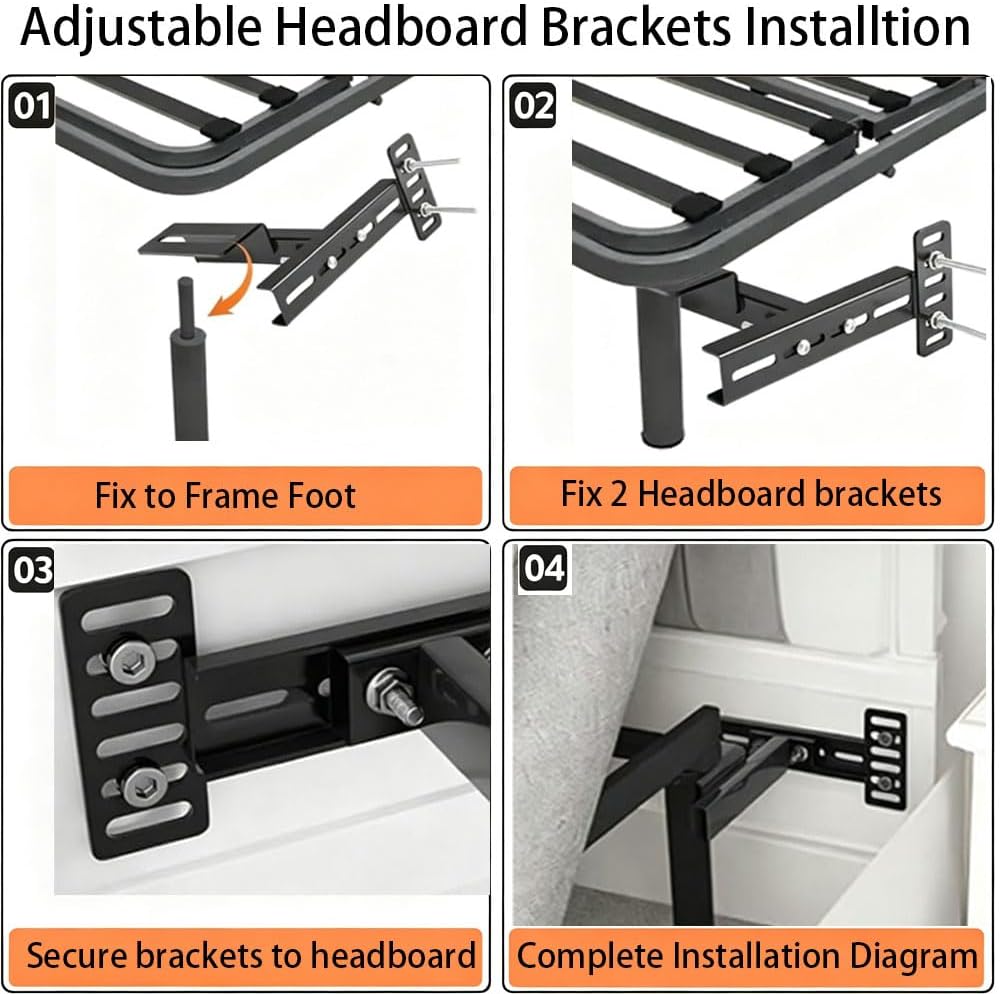 Adjustable Headboard Brackets for Metal Bed Frame, Universal Headboard Mounti...