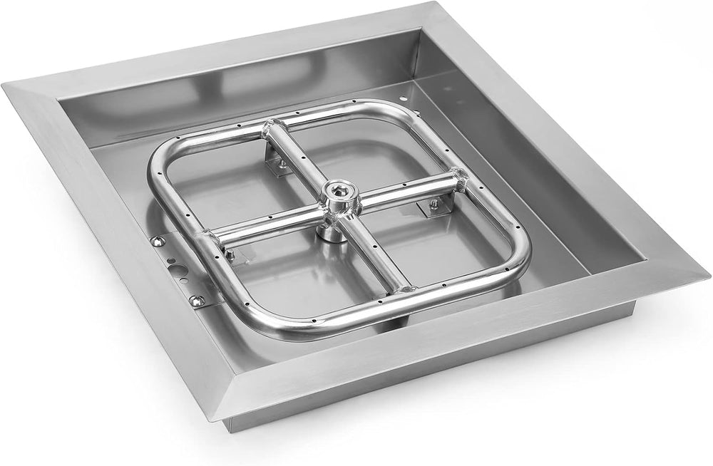 Onlyfire 12" Square Fire Pit Burner Pan with Square Burner Ring, 88,000 BTU