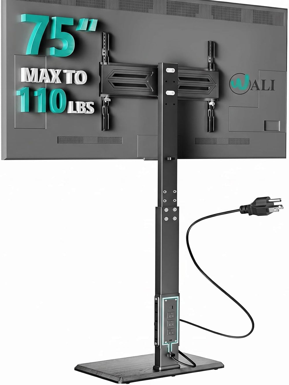 WALI Floor TV Stand with Power Outlet, Tall TV Stand Mount for 32-75 inch TV ...