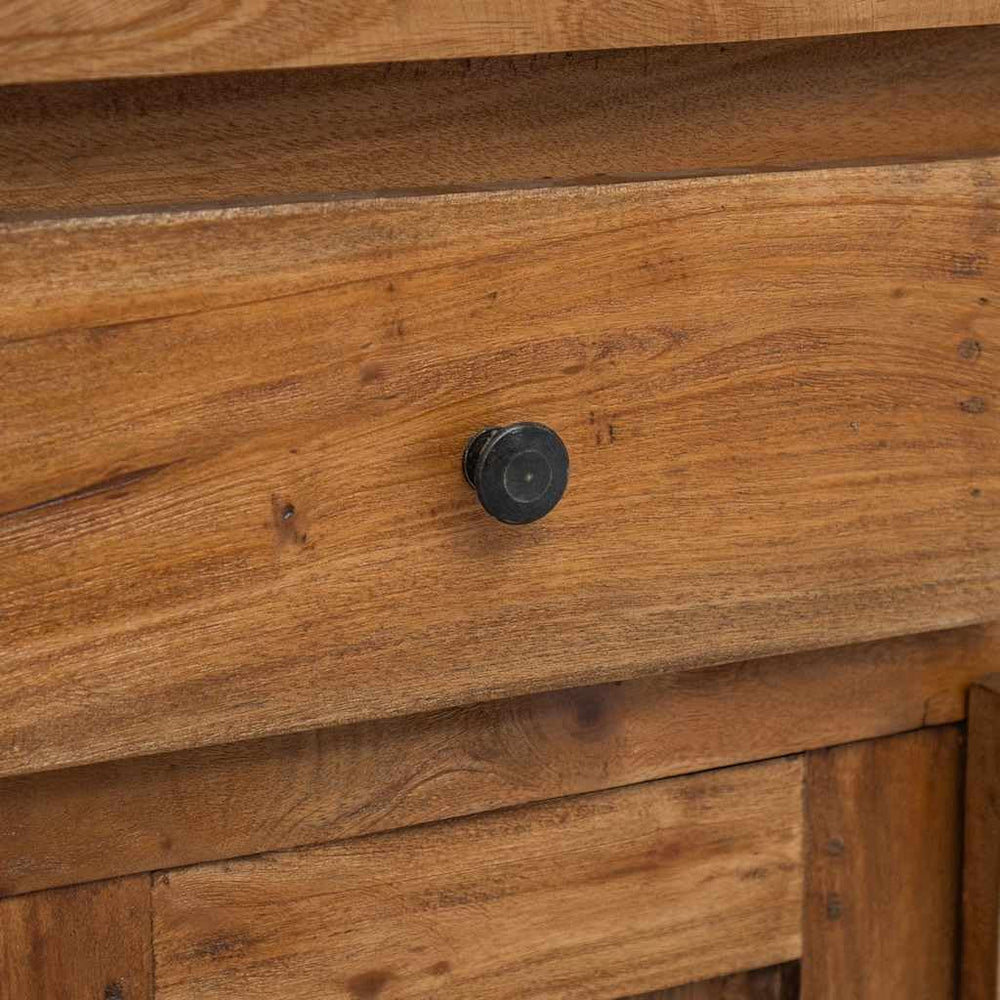Vintage Solid Mahogany Wood Sideboard with Distressed Finish and Brass Knobs,...