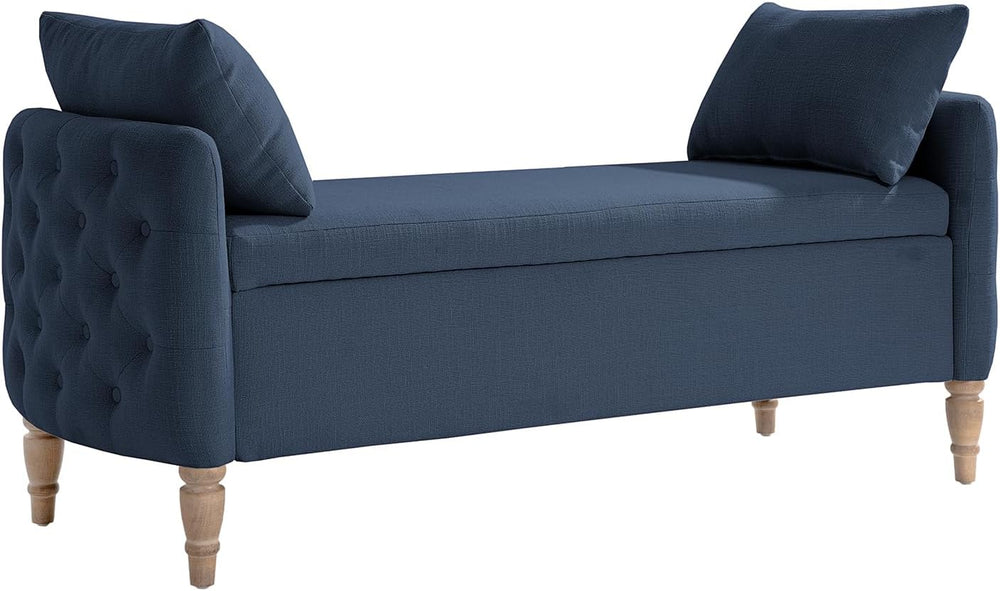 HULALA HOME Storage Bench for Bedroom with Throw Pillows, 59" Large Bedr...
