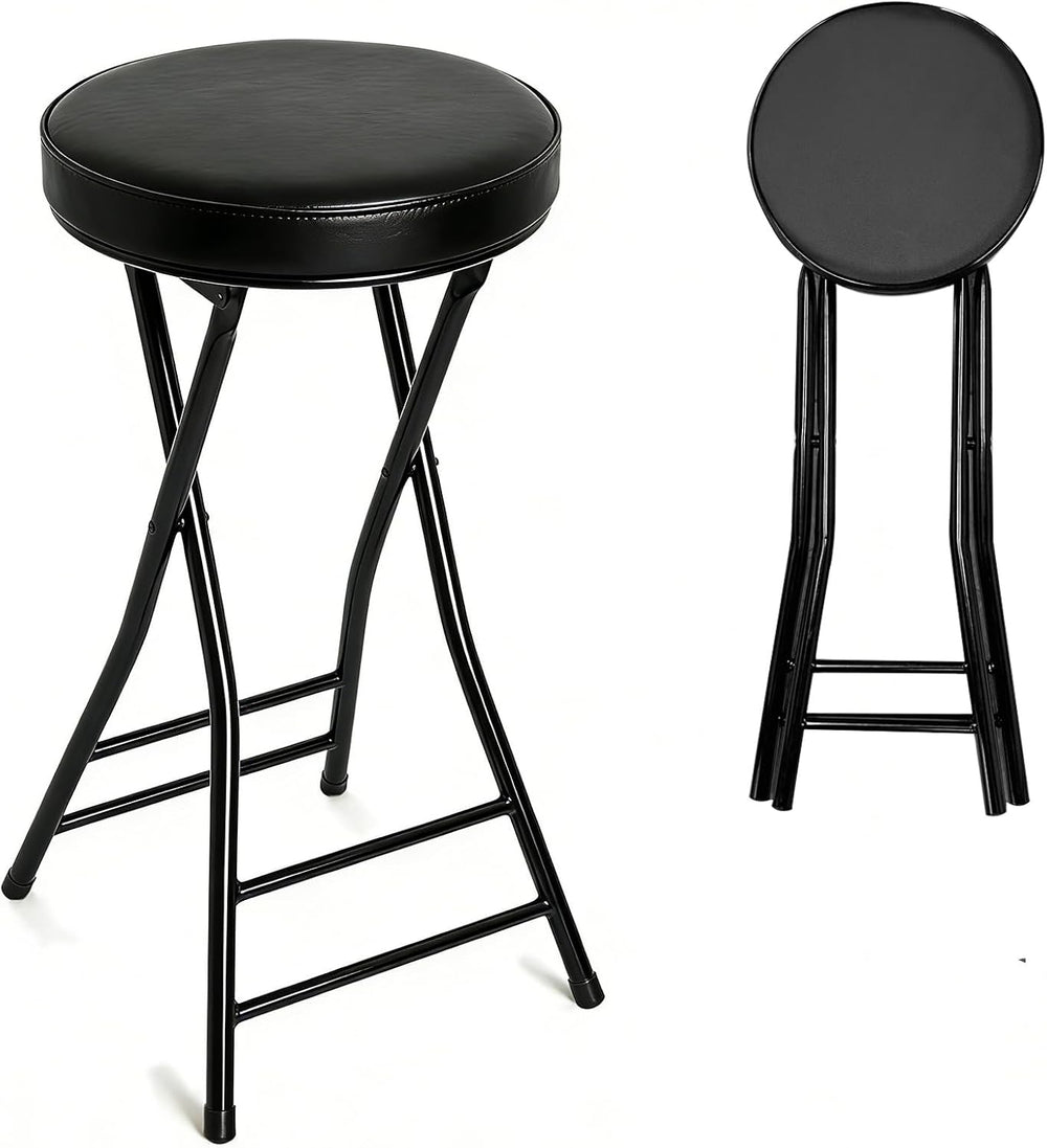 Folding Bar Stool,24 Inch Tall Foldable Stool Chair,Counter Height Cushioned ...