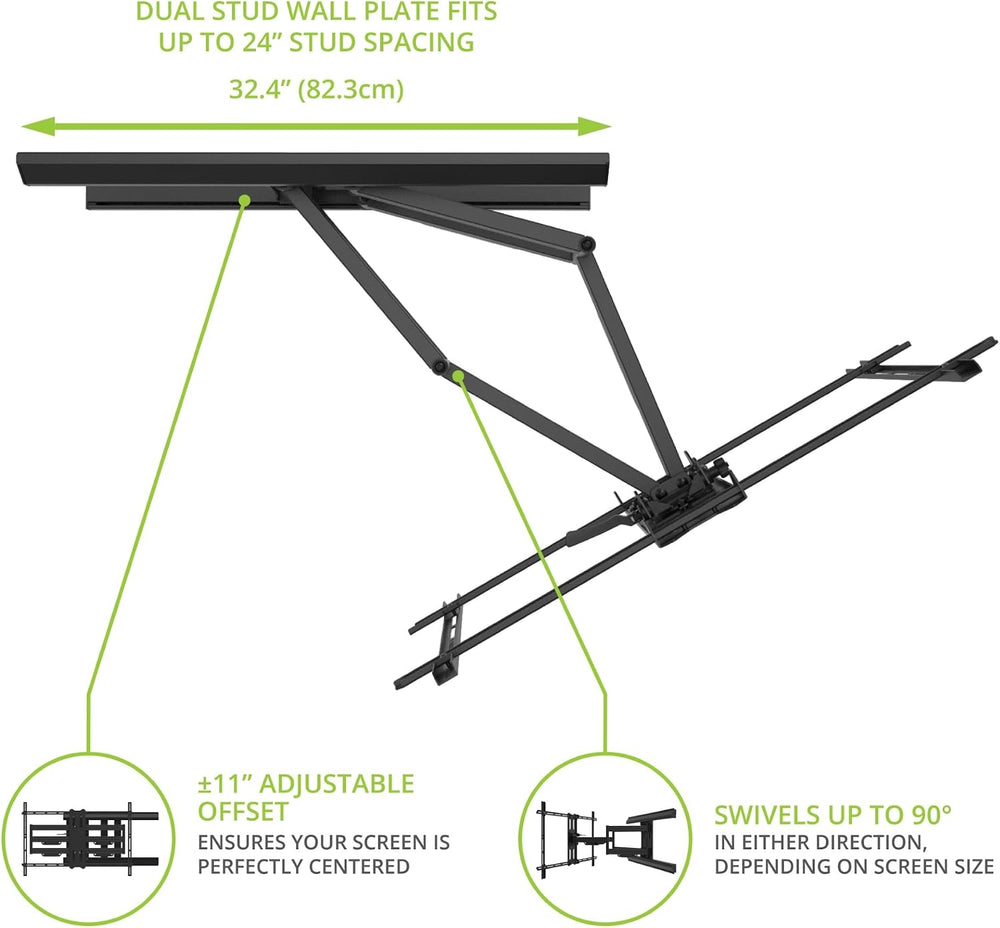 Kanto PMX800 Pro Series Full Motion Articulating TV Wall Mount for 55" -...