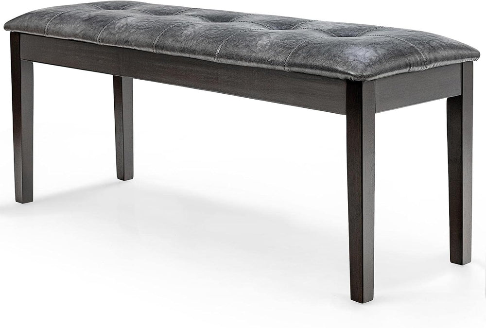 TANGZON 116cm/45Inches PU Leather Padded Dining Bench, Rubber Wood Legs Uphol...