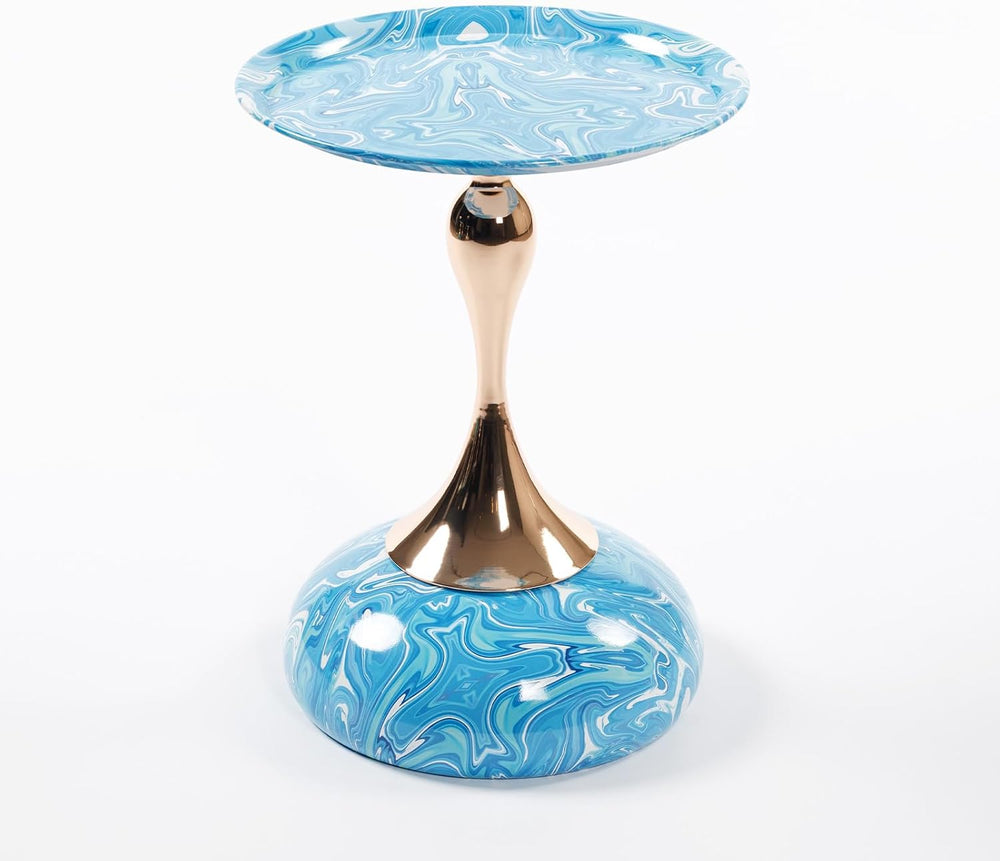 End Coffee Table Round Side Table, Metal Pedestal Table, Accent Table for Sma...