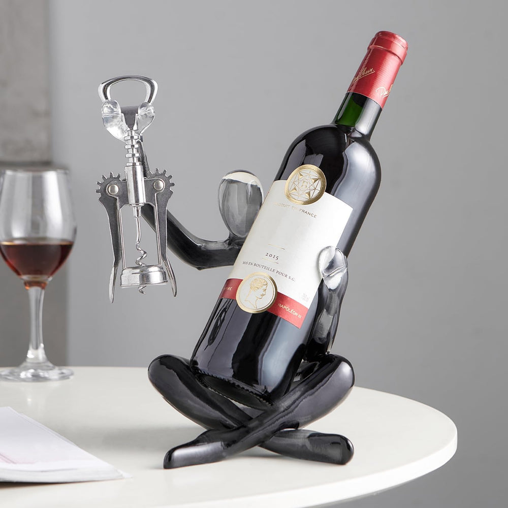 Thinker Statue Wine Rack, Gray Modern Rack for Kitchen Table Decor | Modern G...