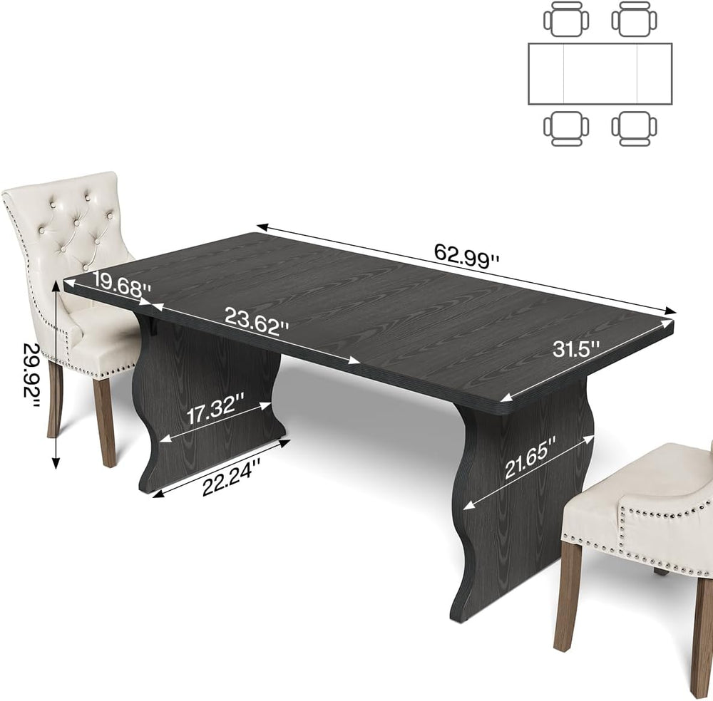 LITTLE TREE Modern Dining Table for 4-6 People, 63 Inch Rectangular Kitchen T...