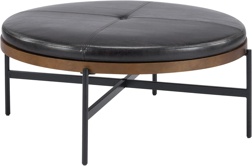 Christopher Knight Home Neapo Modern Round Ottoman Coffee Table, Faux Leather...