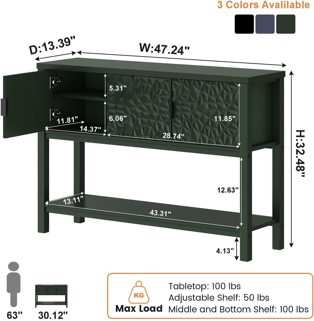 Console Table with Storage, Entryway Sofa Table with Storage and Shelf, Moder...
