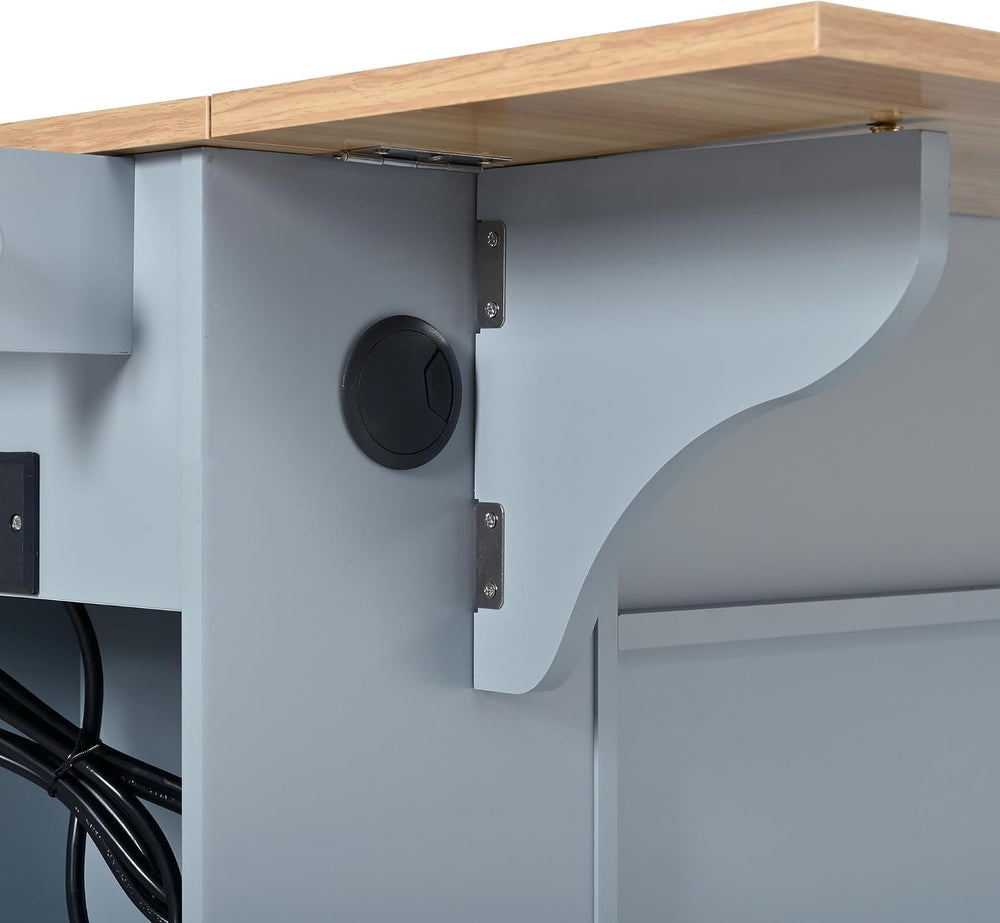 Rolling Kitchen Island Cart with Wood Countertop, Mobile Kitchen Storage Cart...