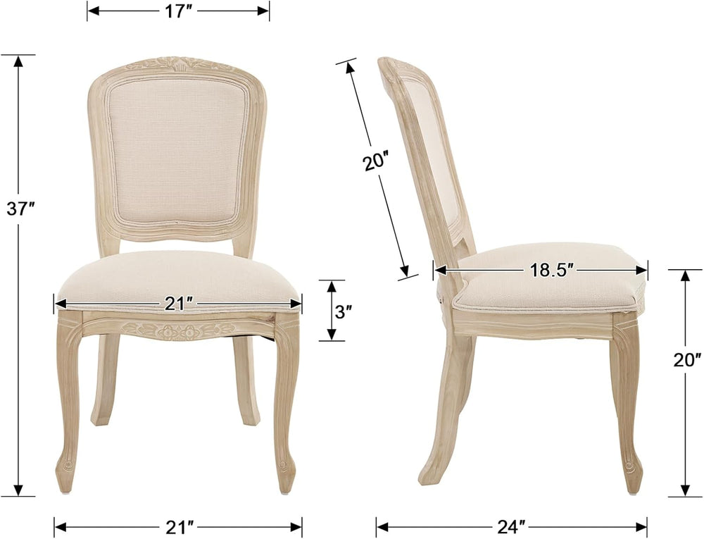 chairus French Country Dining Chairs Set of 6, Upholstered Linen Dining Room ...
