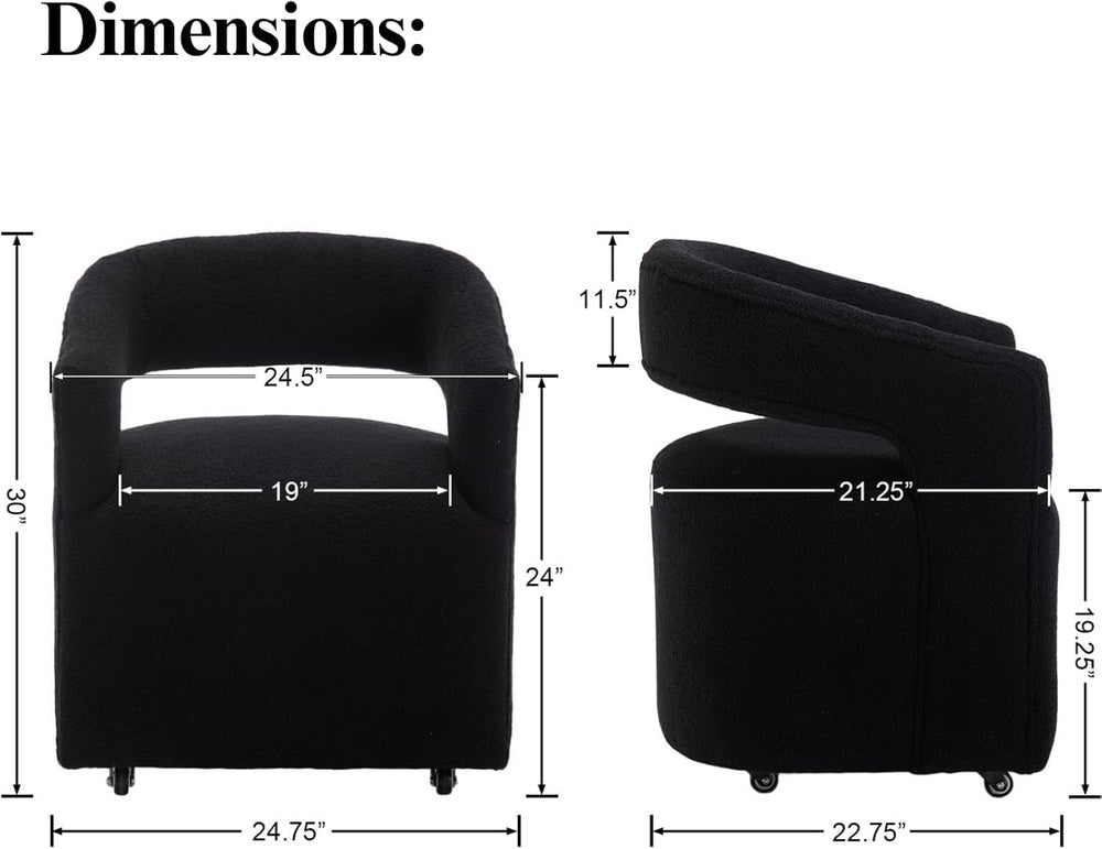 LukeAlon Sherpa Dining Chairs Set of 2, Modern 360° Swivel Kitchen Chairs wit...