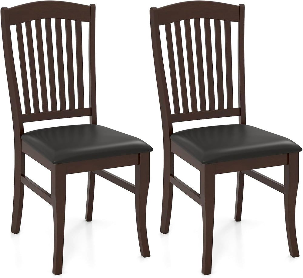 GOFLAME Wooden Dining Chairs Set of 2, Upholstered Kitchen Chairs with PU Lea...