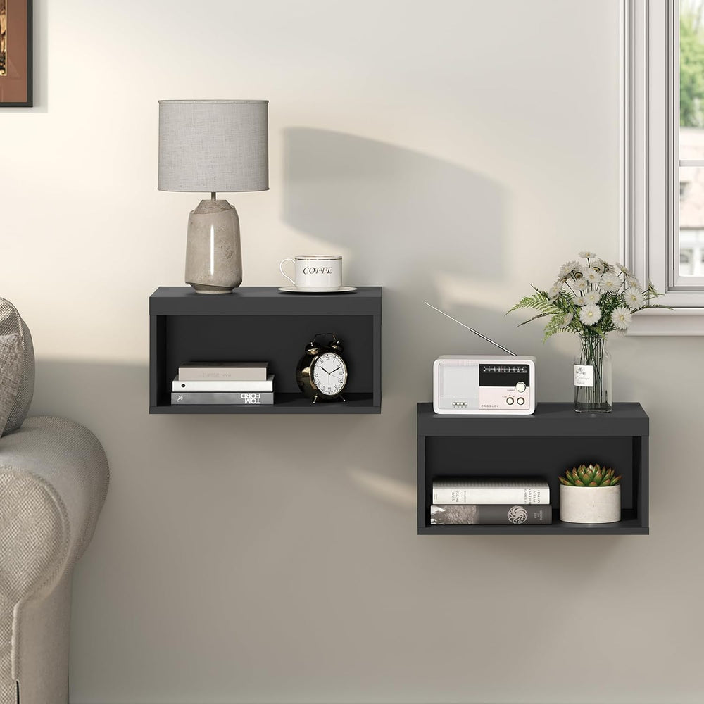 MAHANCRIS Floating Nightstand Set of 2, Wooded Wall Mounted Nightstand, Float...