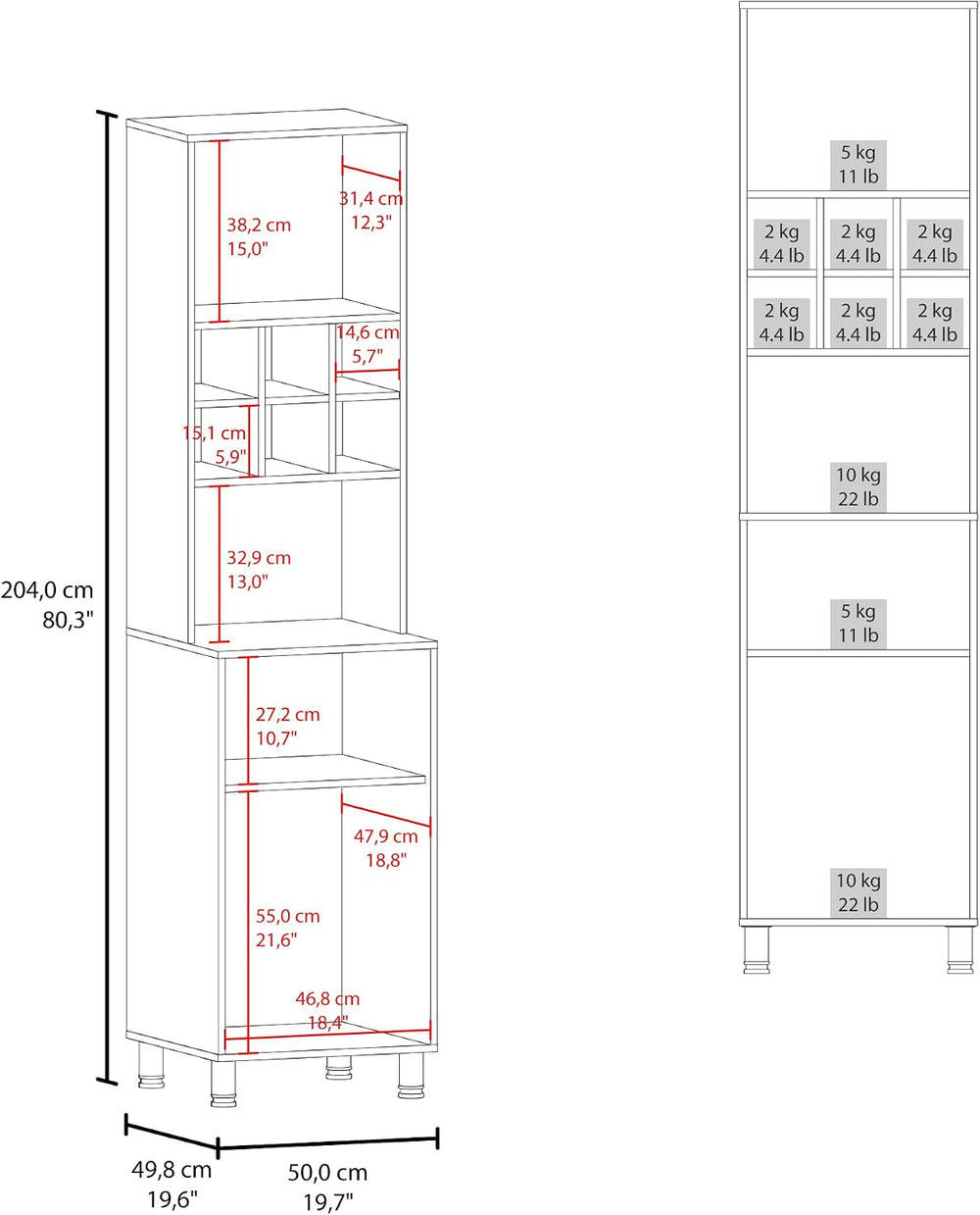 White Kitchen Pantry with Pneumatic Door and Open Storage | Pneumatic door fo...