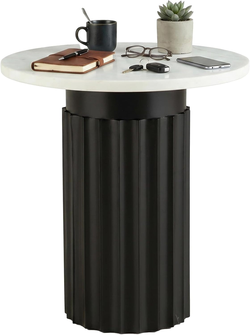 Signature Design by Ashley Wainstone Contemporary Accent Table wih Fluted Ped...