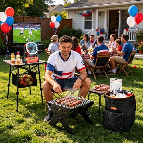 Odoland Portable Camping Table, Folding for Beach Outdoor Adjustable Height