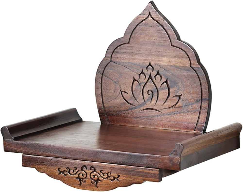 Wall Mounted Shrine Buddhist Altar, Personal Shrine Stand with Retractable Pu...