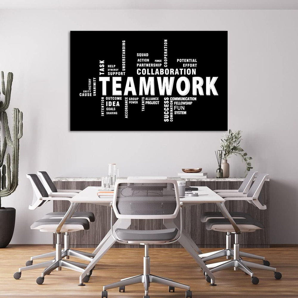 Teamwork Canvas Wall Art - Large Framed Motivational Quotes Artwork Modern Ho...