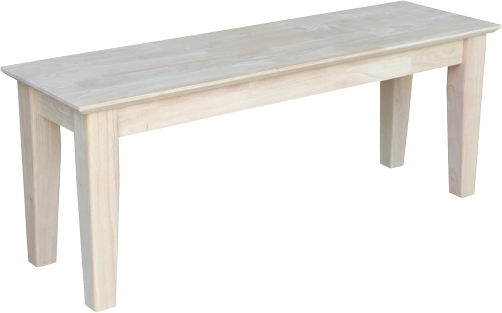 IC International Concepts Shaker Style Solid Wood Bench, 47", Unfinished