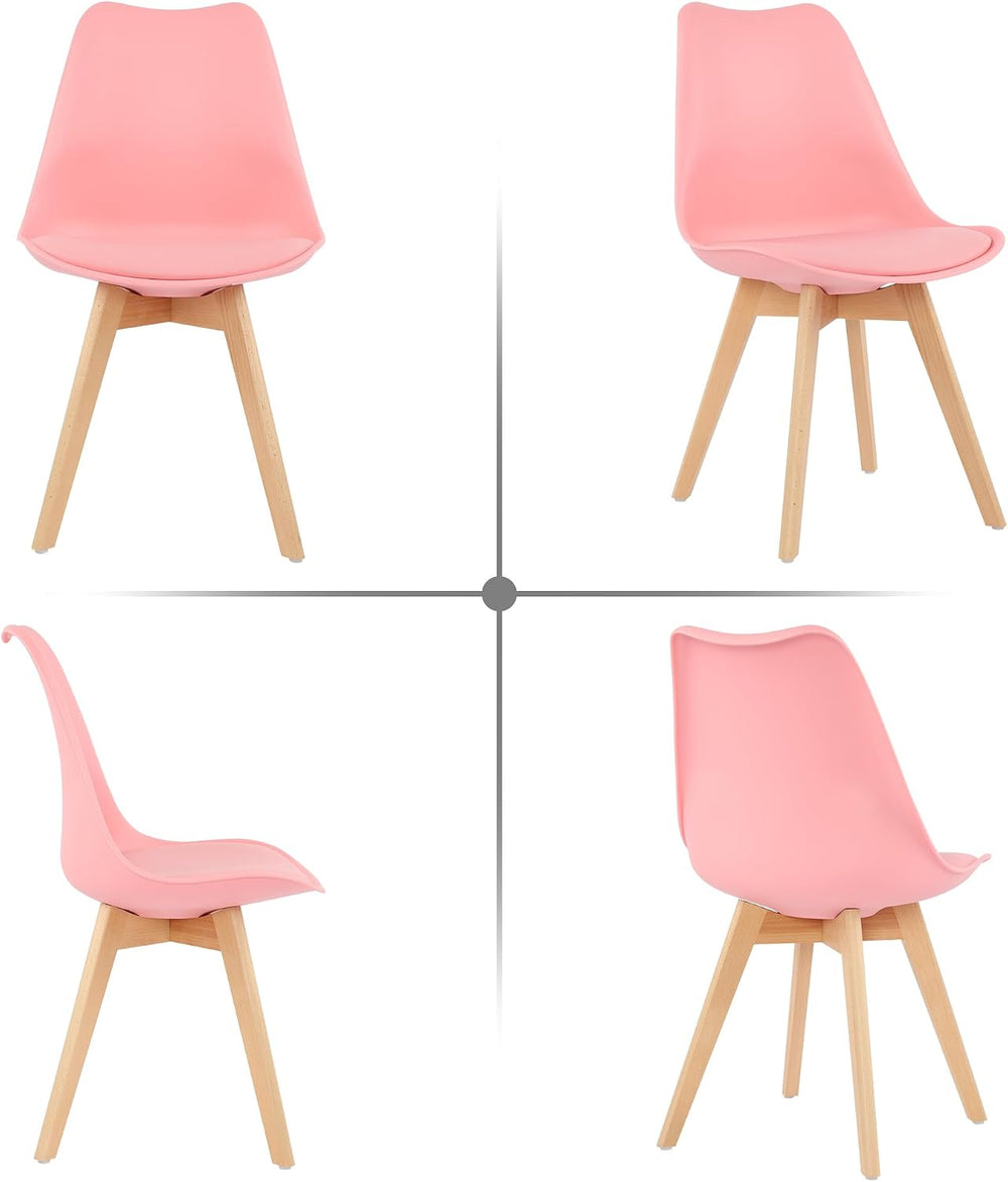 LSSBOUGHT Mid Century Modern Shell Dining Chairs(Pink, Set of 4) | Soft padde...