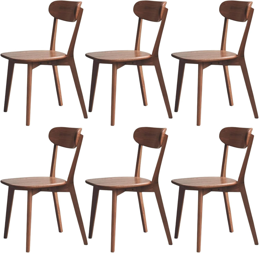 Solid Wood Dining Chairs Mid Century Modern Kitchen Chairs Set of 6 | Rounded...