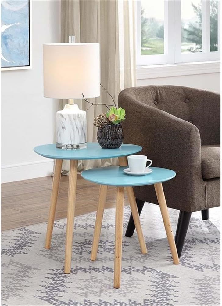 Convenience Concepts Oslo Nesting End Tables, Sea Foam / Light Oak