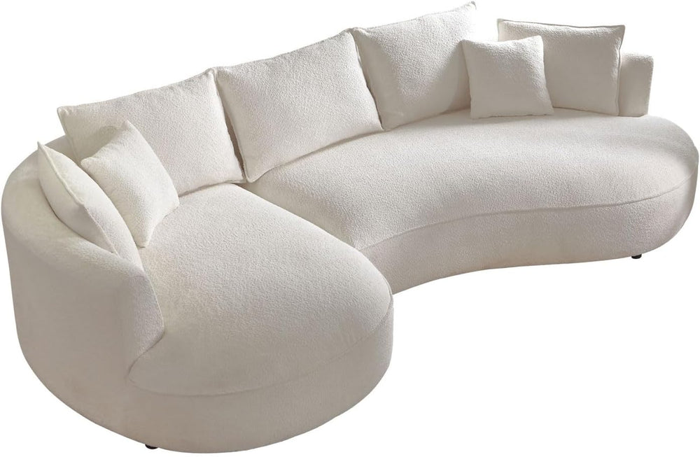 WILLIAMSPACE 124.8" Boucle Curved Sofa Couch, Modern Upholstery Cloud So...