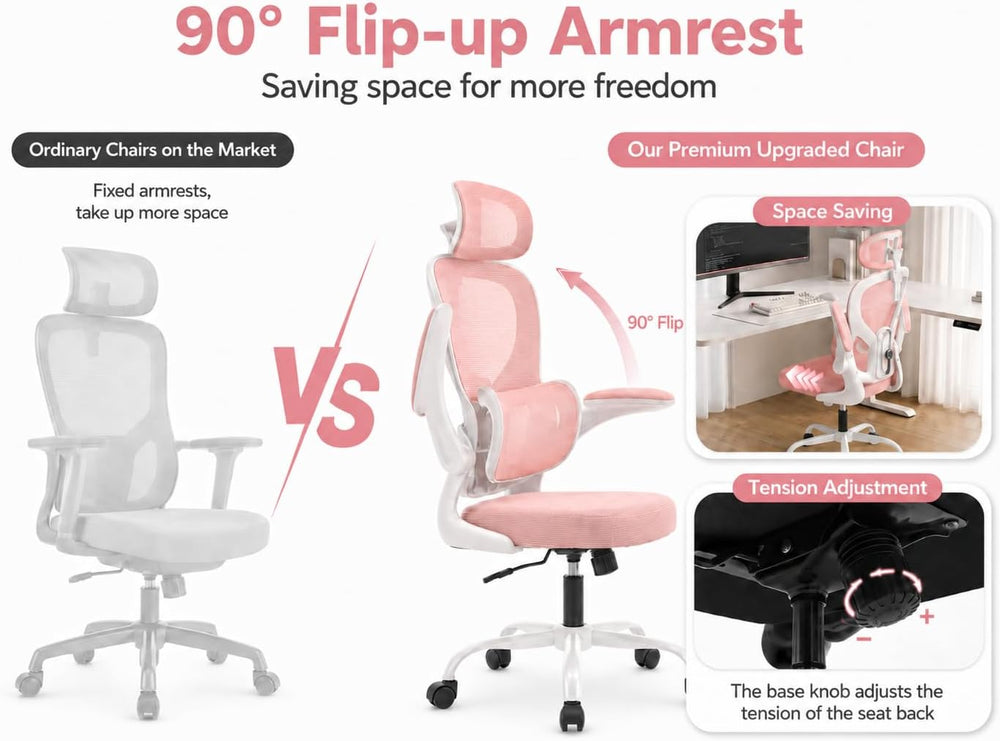 Ergonomic Office Chair with Adjustable Headrest & Lumbar Support, High Ba...