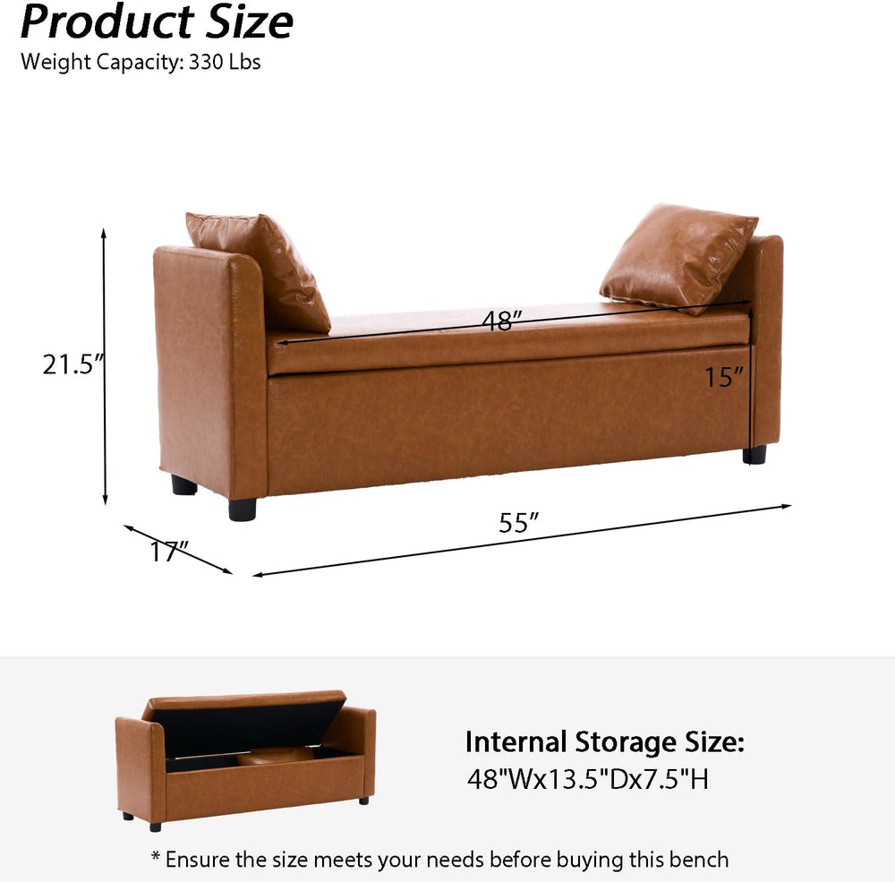 Storage Bench for Bedroom, 55" End of Bed Bench for King Size Bed, Moder...