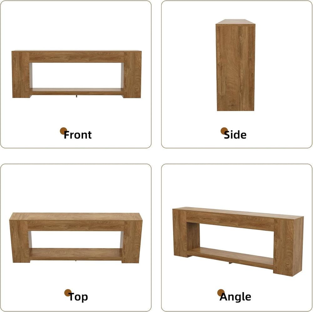 Epecoya 86-Inch Extra Long Console Tables for Entryway, Natural Oak Brown | 2...