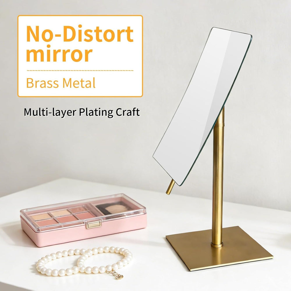 Bronze Table Standing Rectangular Vanity Makeup Mirror with 3X Magnification,...