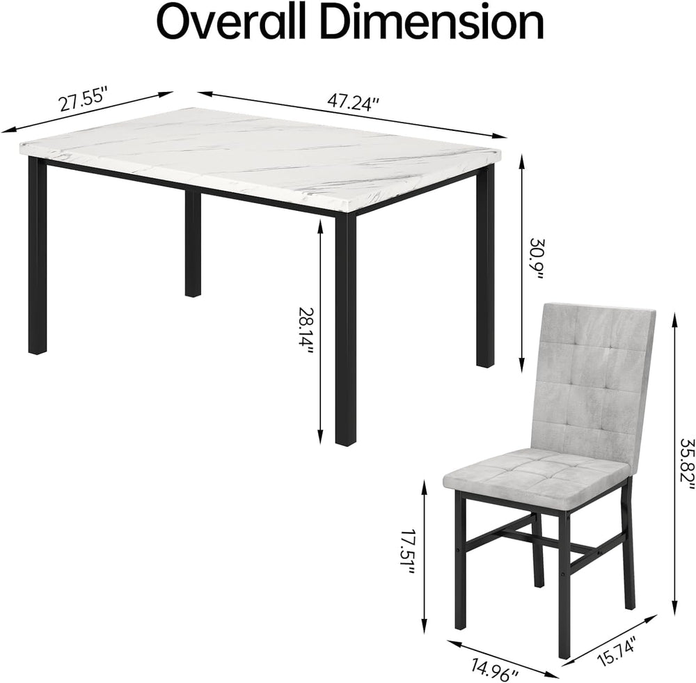 Hooseng Dining Room Table Set 5 Piece Dining Table Set Marble Dining Table 4 ...