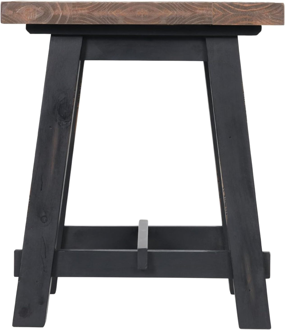 Adam Rustic Industrial Side Table – 21” Solid Wood Square End Table with Natu...