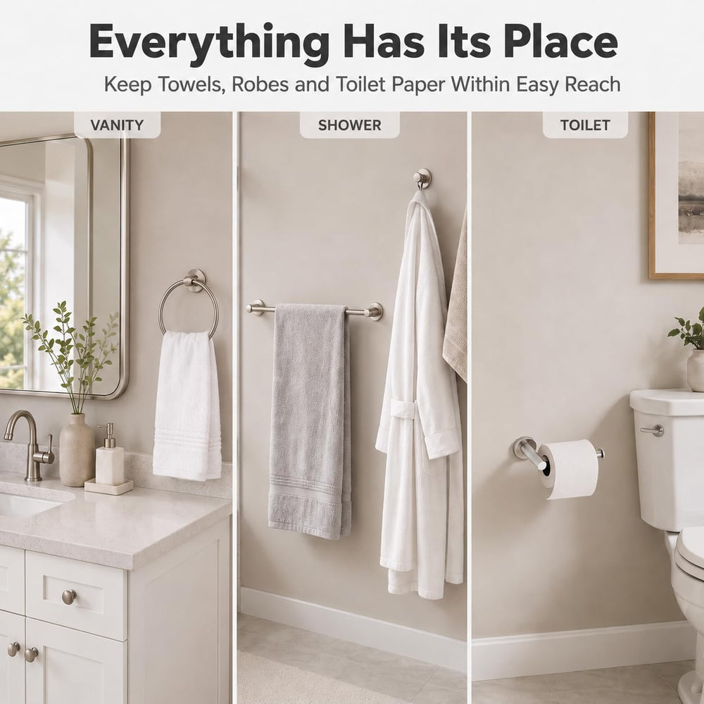 Bathroom Hardware Set 5 Piece, Brushed Nickel Bathroom Accessories Set, SUS30...