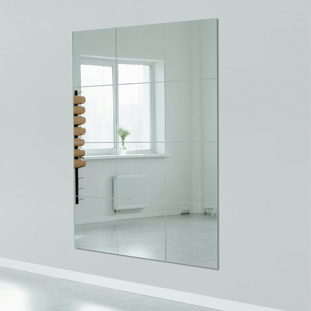 Home Gym Mirror Tiles, 12" x 12" x 12PCS Wall Mirror Tiles Frameles...