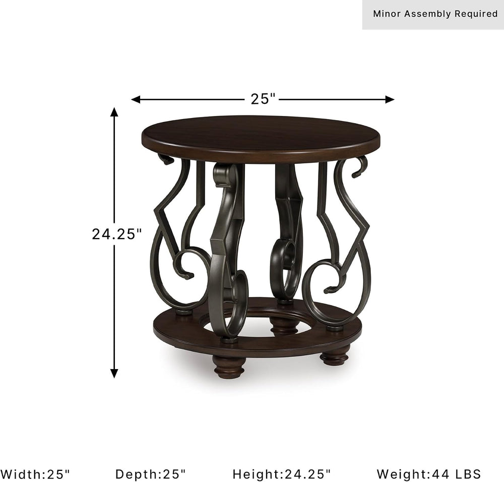 Signature Design by Ashley Frallyn Classic End Table with Curved Metal Suppor...