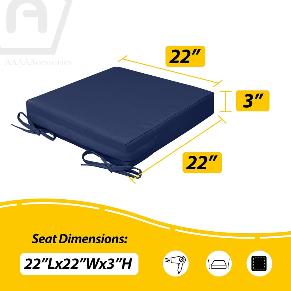 AAAAAcessories Outdoor Chair Cushions, 22 x 22 x 3 inches, Set of 2