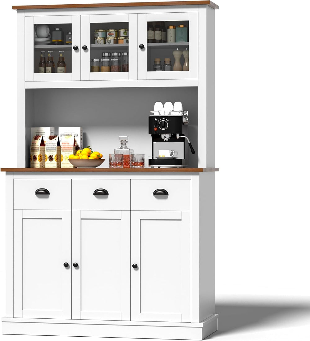 MU 71" Kitchen Pantry Cabinet with Charging Station, Tall Pantry Hutch w...