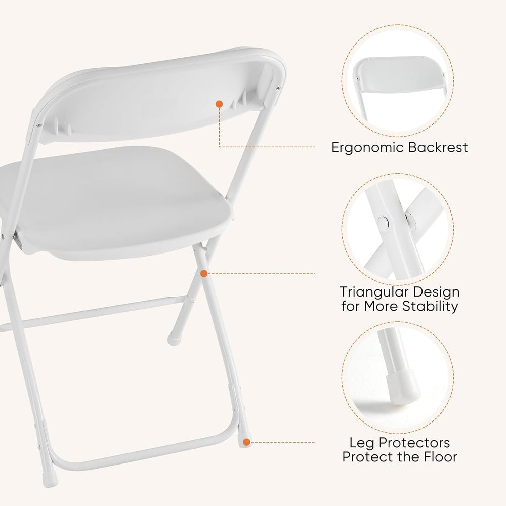 DUMOS Plastic Folding Chairs Sets of 6, Patio Dining Foldable Sets, Outdoor