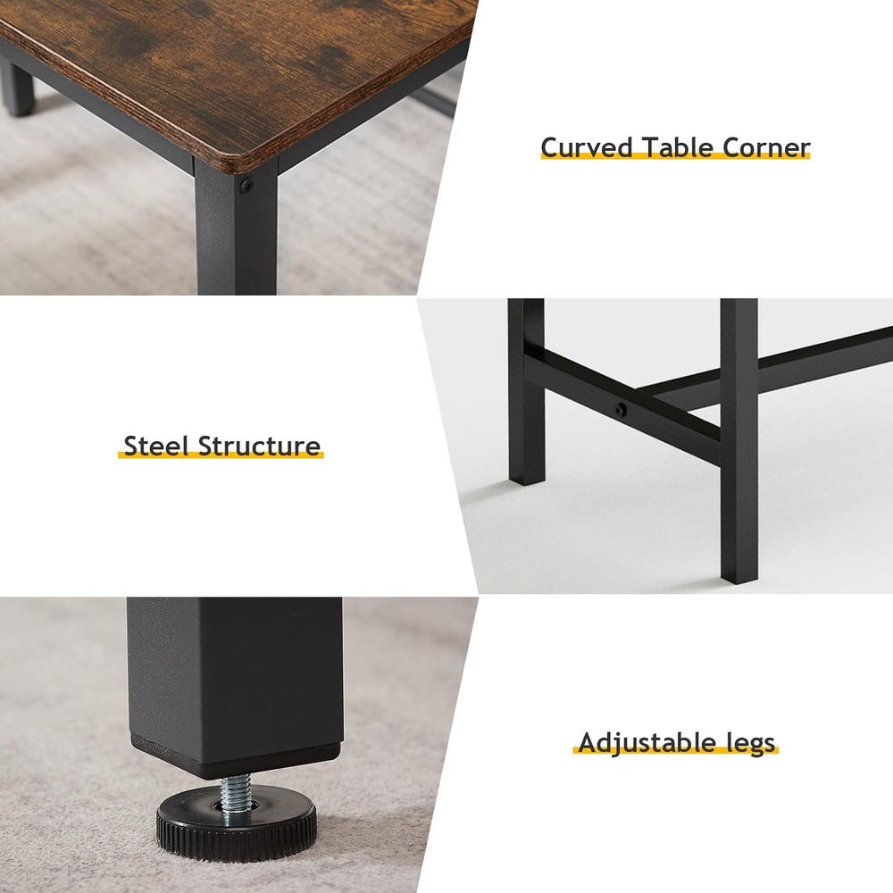 Rovibek Dining Room Table Bench Set for 4, Modern Space Saving Kitchen Table ...
