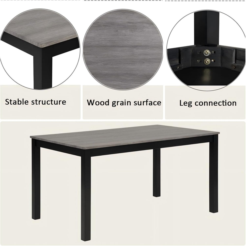6 Piece Dining Table Set, Counter Height Kitchen Sets, Black | Rectangular Ta...